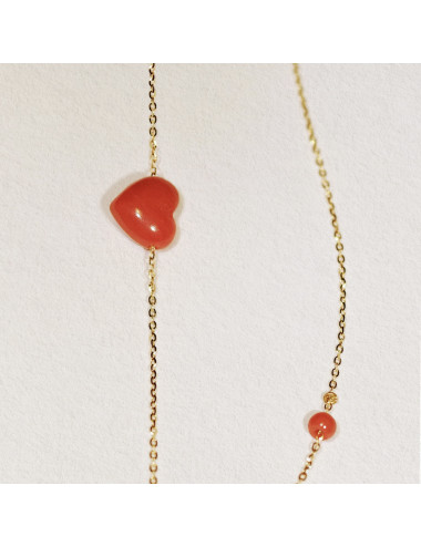 Large Coral Heart Necklace MARIA BATTAGLIA - 3