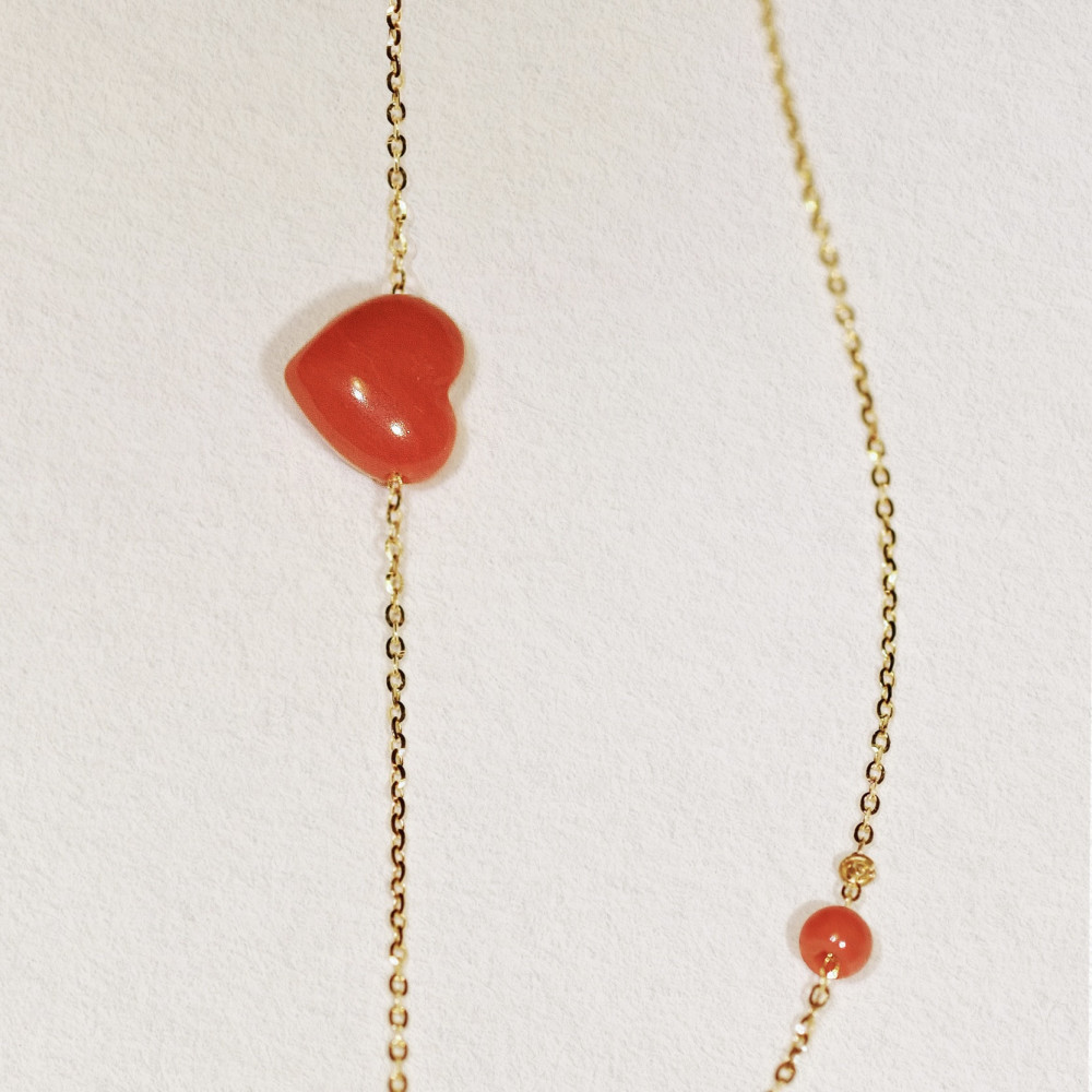 Large Coral Heart Necklace MARIA BATTAGLIA - 3