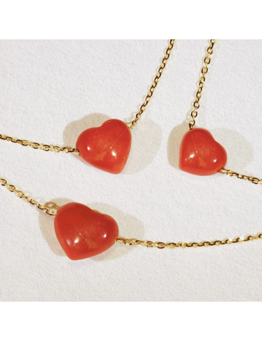 Large Coral Heart Necklace MARIA BATTAGLIA - 5