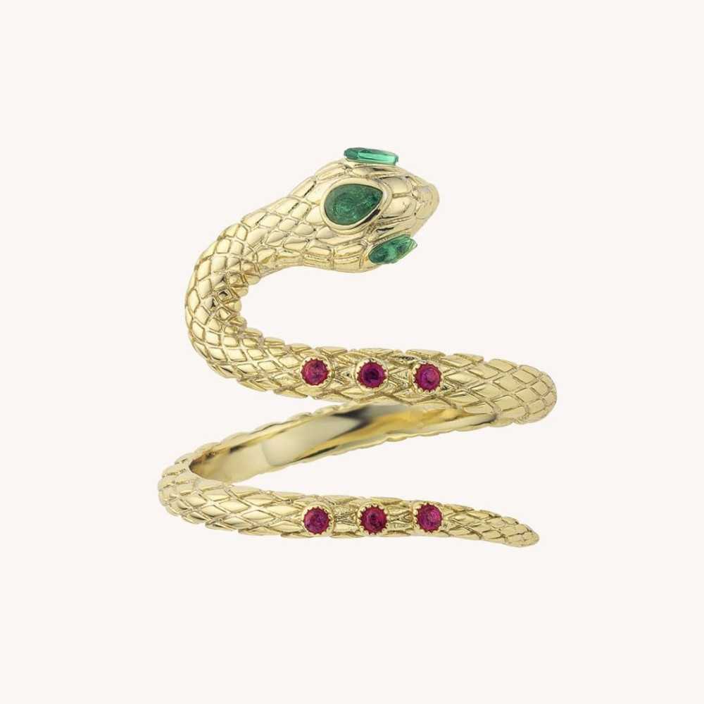 GREEN FUCHSIA SNAKE RING