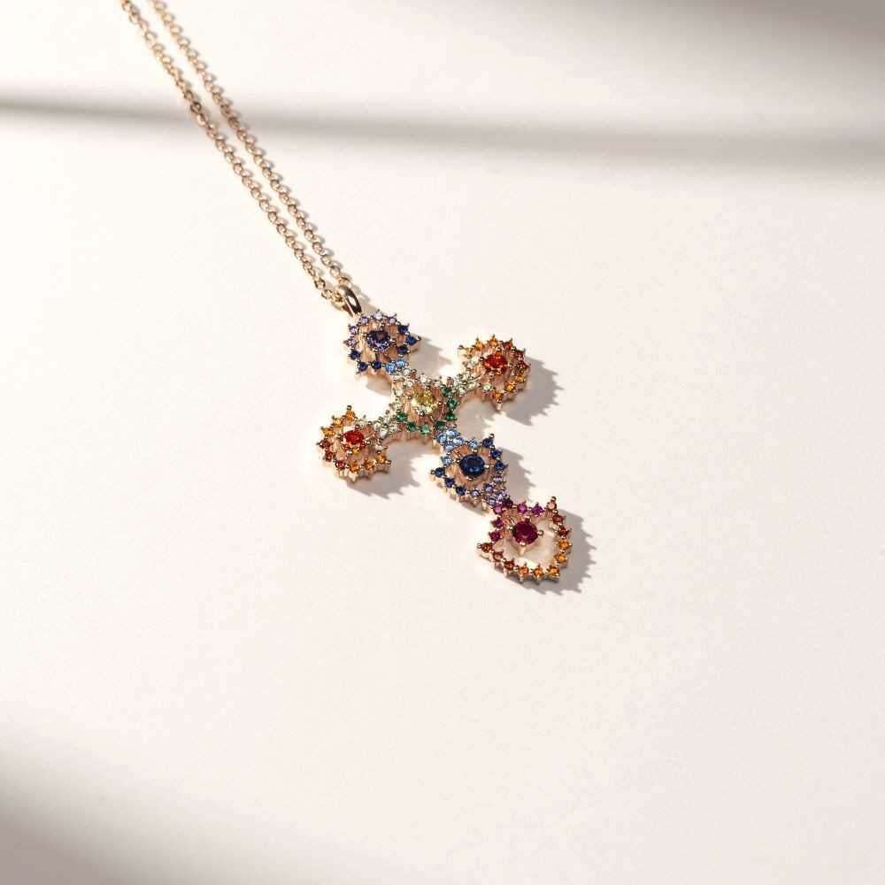 Multicolored Lace Cross...