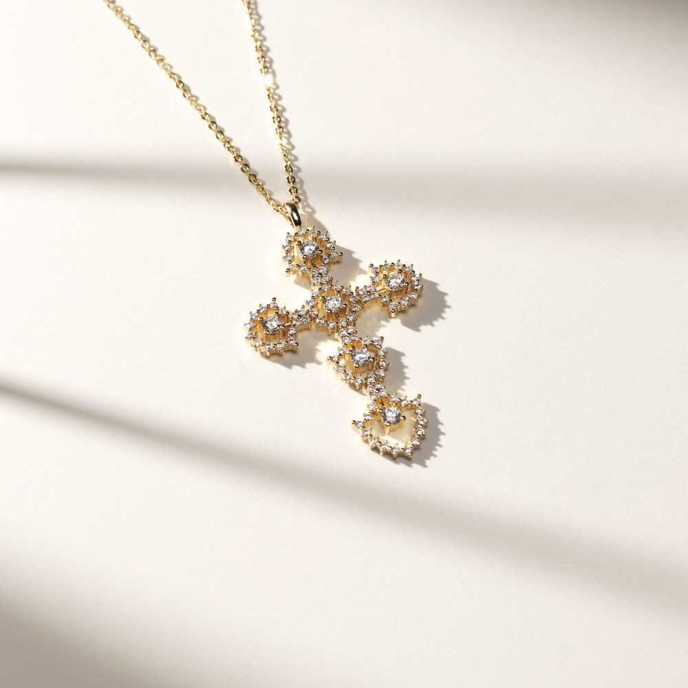 White Lace Cross Necklace