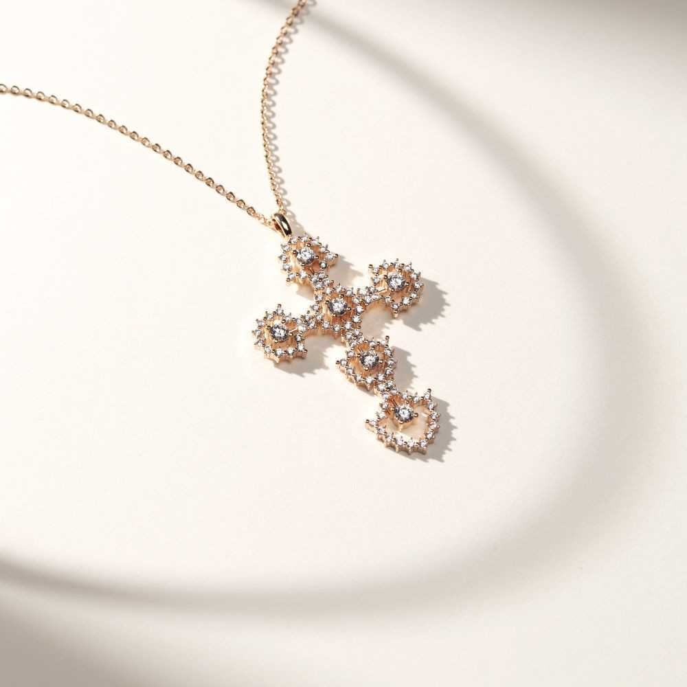 White Lace Cross Necklace