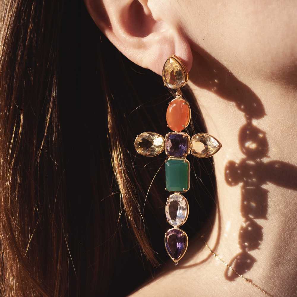 Citrine Santa Earrings
