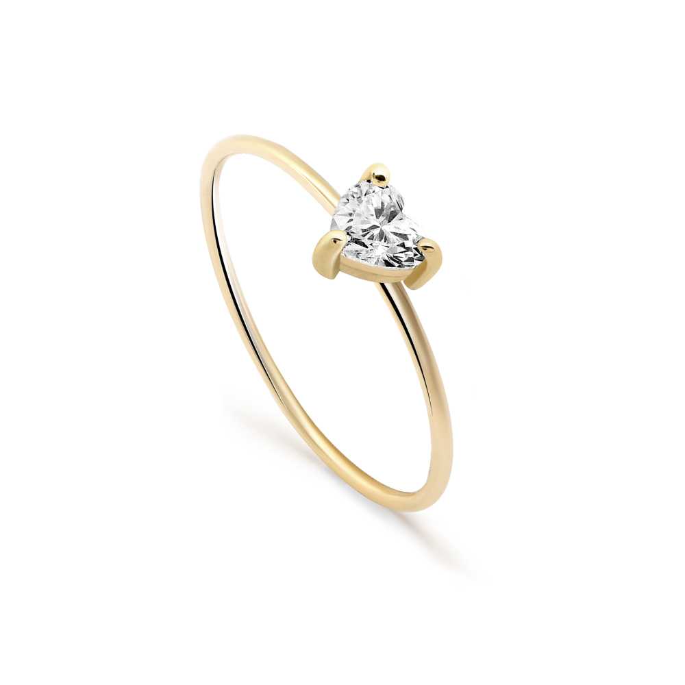 Solitaire heart ring