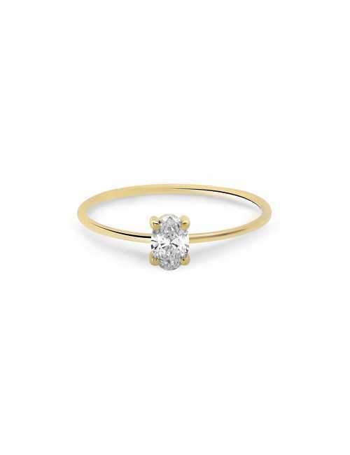 Oval solitaire ring