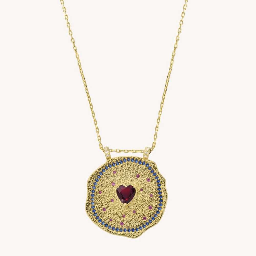 Collier ruby heart médaille