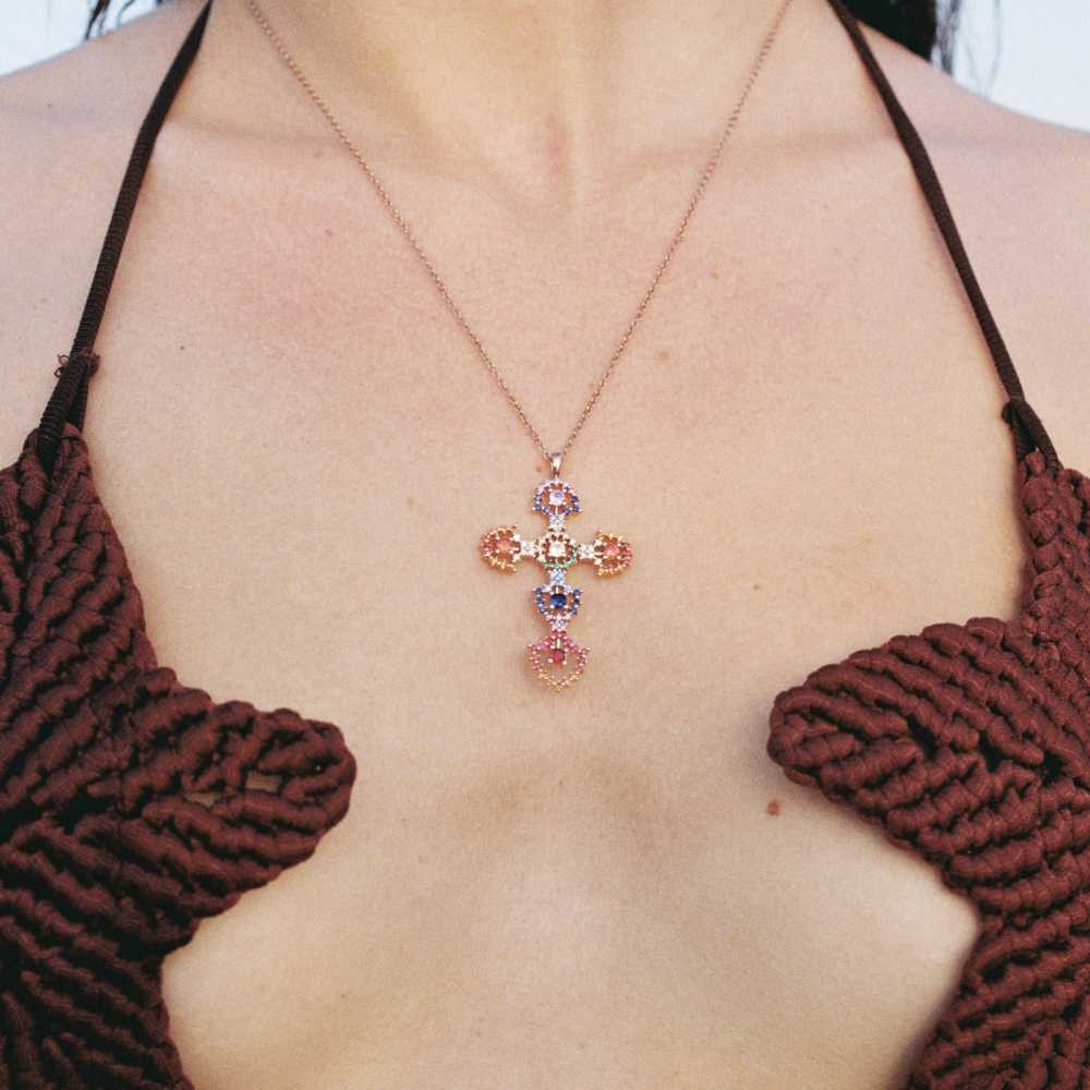 Multicolored Lace Cross...